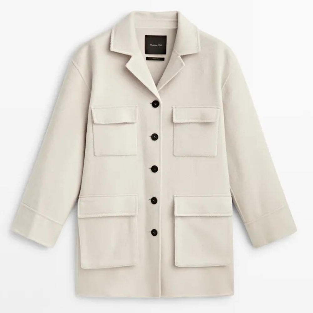 Massimo Dutti Oversized Wool Blend Coat With Pockets Size M - Picture 6 of 17